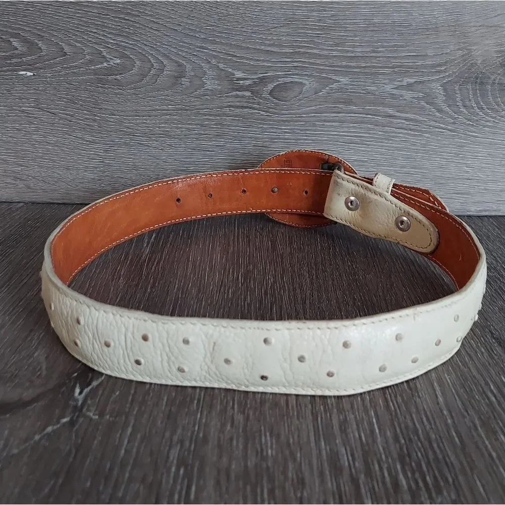 Ostrich Print Leather Belt Size 26